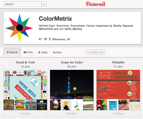 Image of ColorMetrix Pinterest Boards