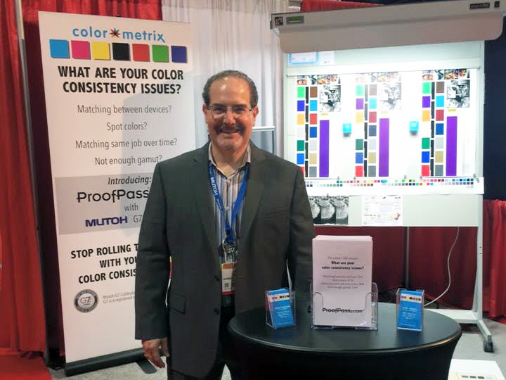 Image of Jim Raffel in ColorMetrix booth at SGIA